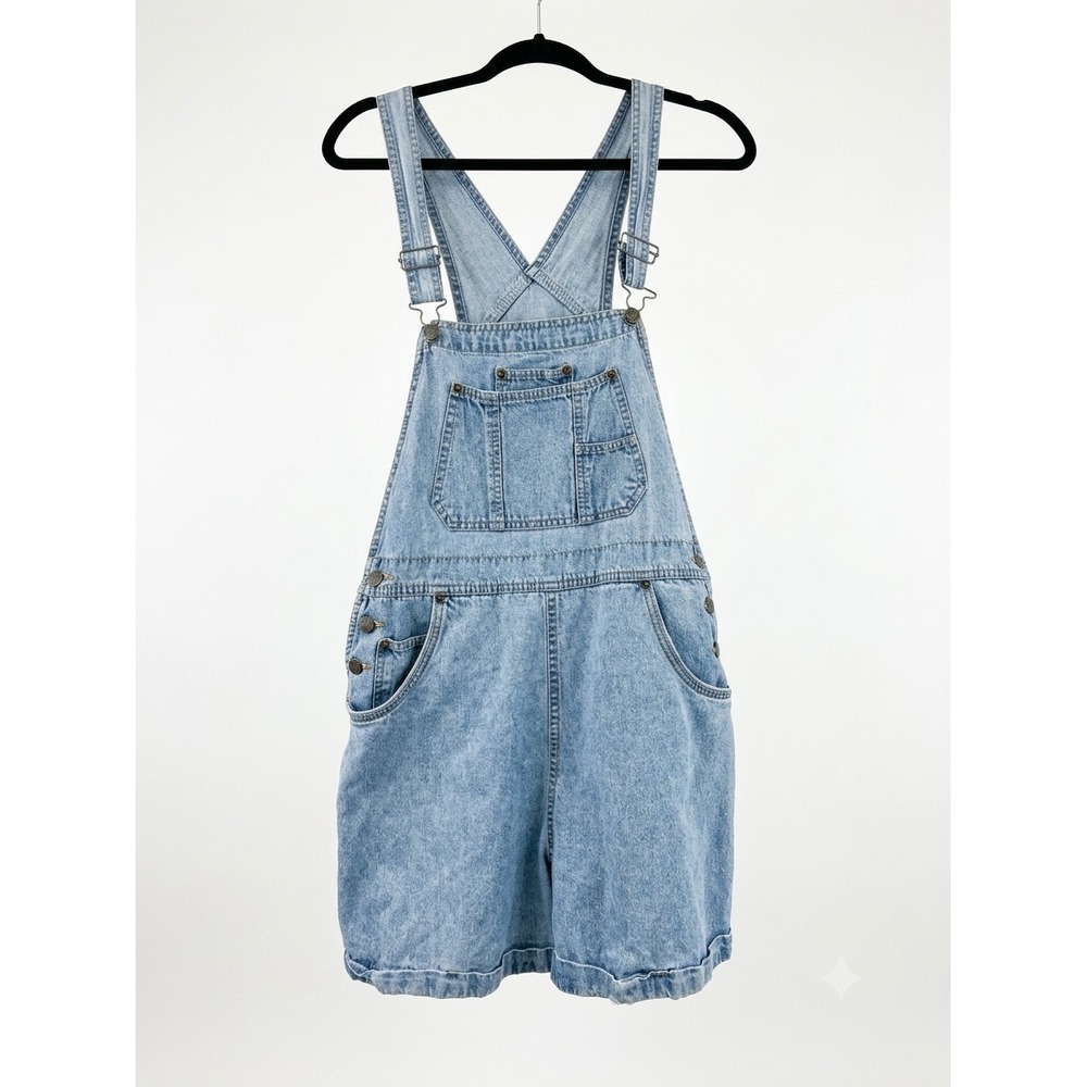 Vintage Honors Denim Shortalls Light Wash Blue Cotton Overalls Shorts Womens M
